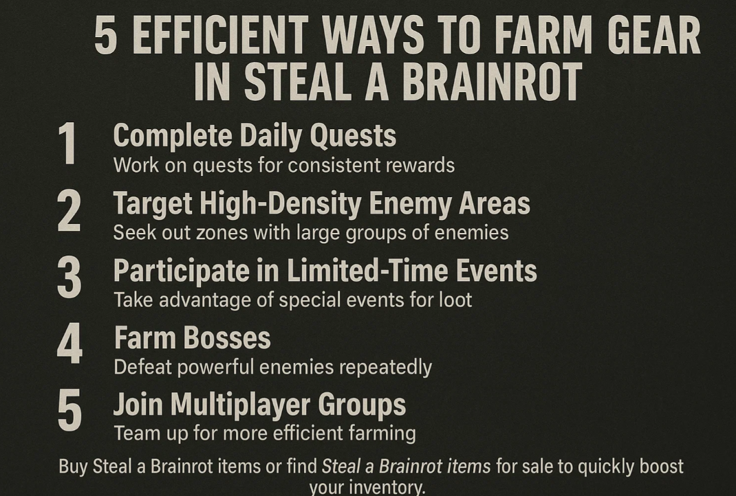 Steal a Brainrot Items Farming: 5 Quick Methods to Get Gear